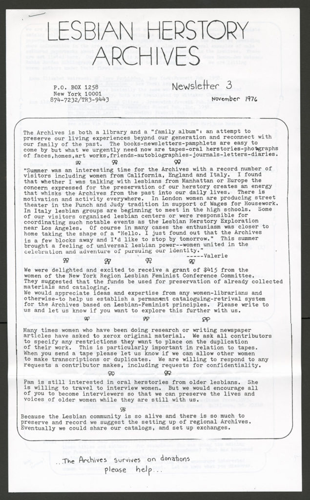 The front of an LHA newsletter dated November 1976. The pages are stapled together in one corner. 